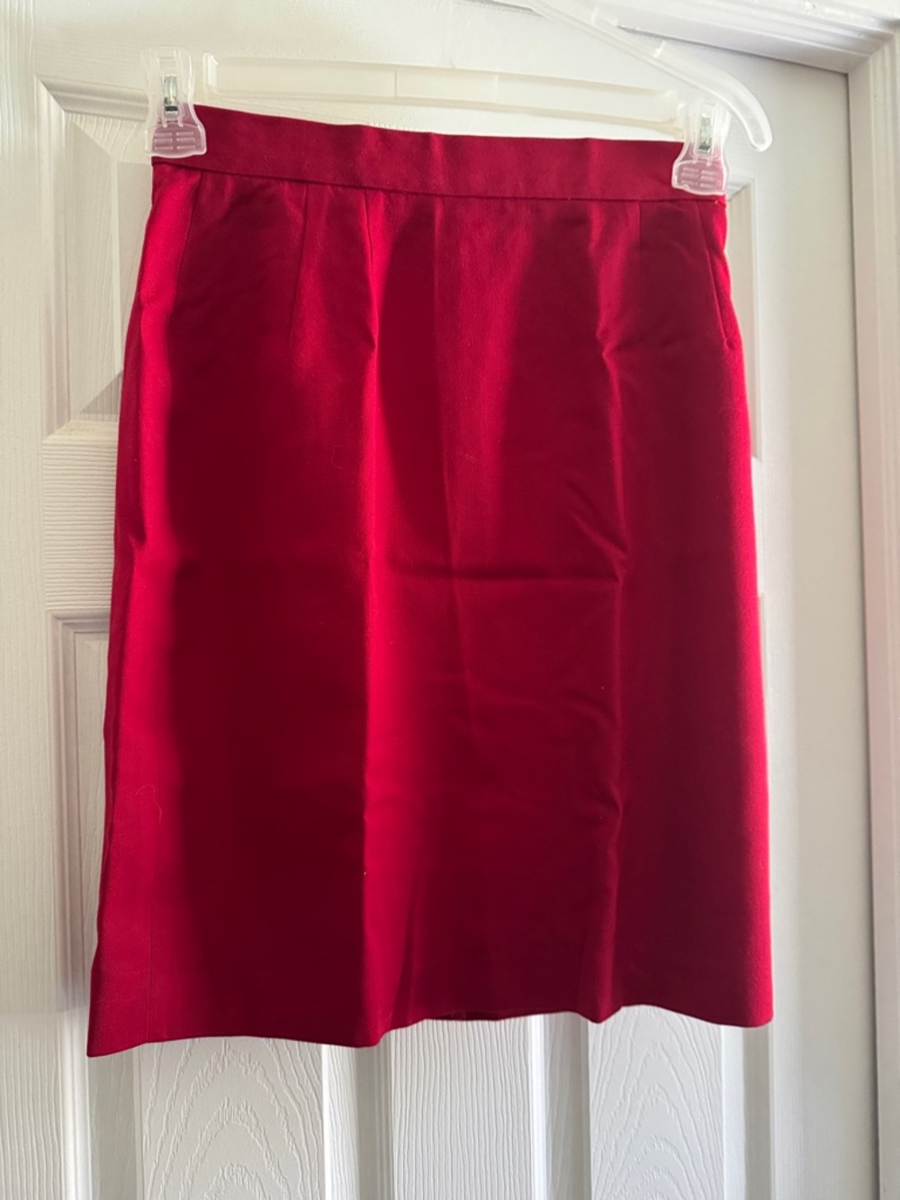 Classic 100% Wool Red Women's Pencil Skirt - Size 8